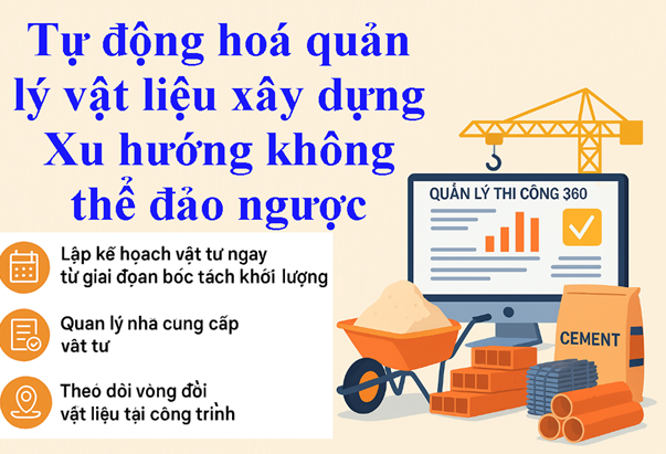 Tự động hóa quy trình quản lý vật liệu xây dựng bằng phần mềm Quản lý thi công 360