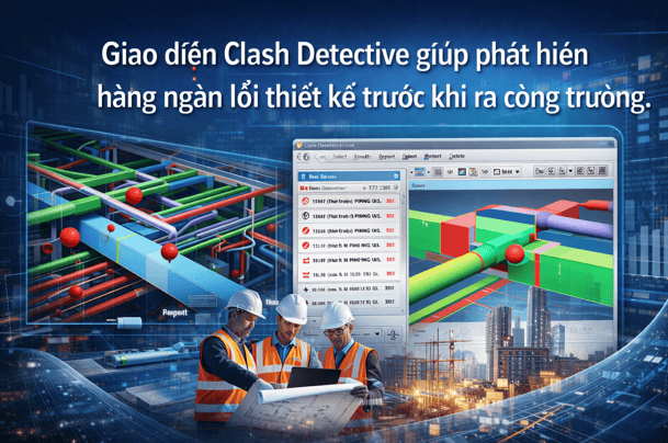 Giao diện Clash Detective giúp phát hiện hàng ngàn lỗi thiết kế trước khi ra công trường.