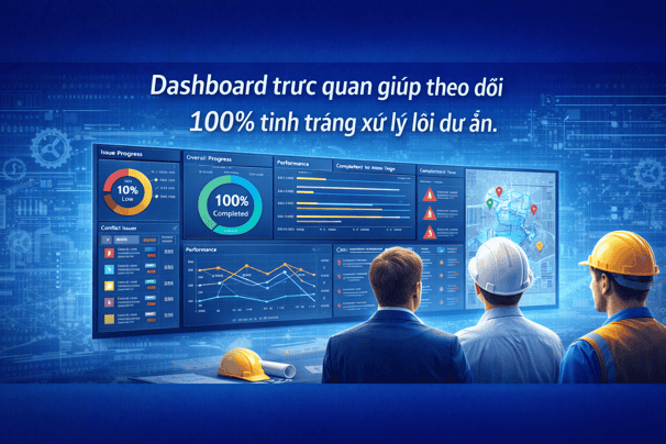 Dashboard trực quan giúp theo dõi 100% tình trạng xử lý lỗi dự án.