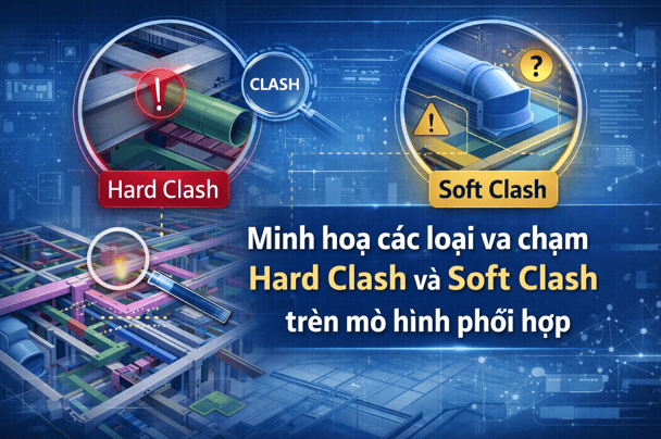 Minh họa các loại va chạm Hard Clash và Soft Clash trên mô hình phối hợp.