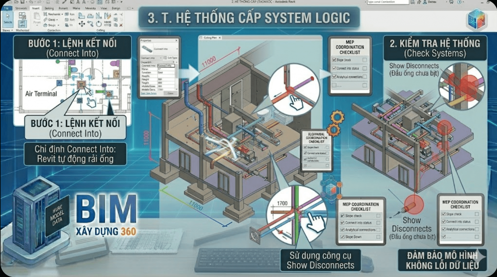 Học BIM - Kết nối hệ thống và Kiểm tra độ kín (System Logic)