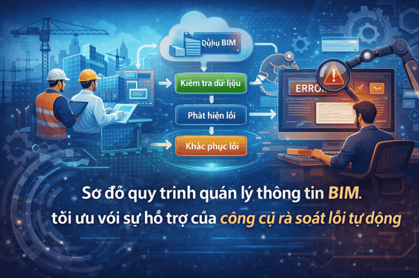 Sơ đồ quy trình quản lý thông tin BIM tối ưu với sự hỗ trợ của công cụ rà soát lỗi tự động