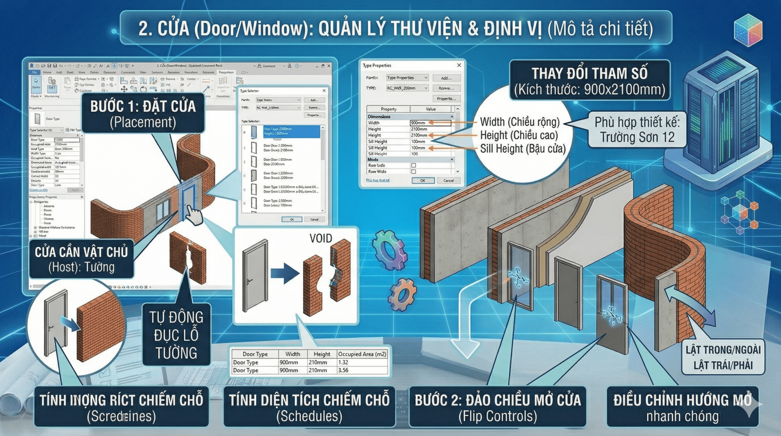 Học BIM - Cửa (Door-Window) - Quản lý thư viện và định vị