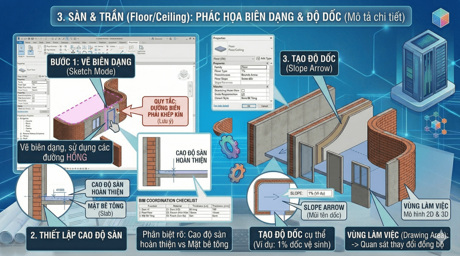 Học BIM kiến trúc - Sàn - Trần