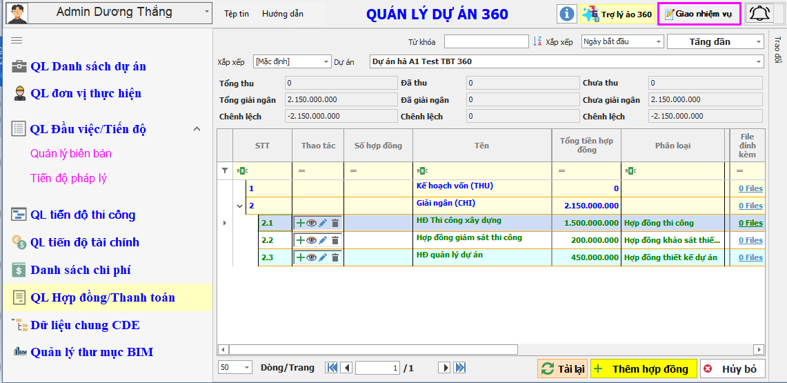 quản lý hợp đồng thanh toán