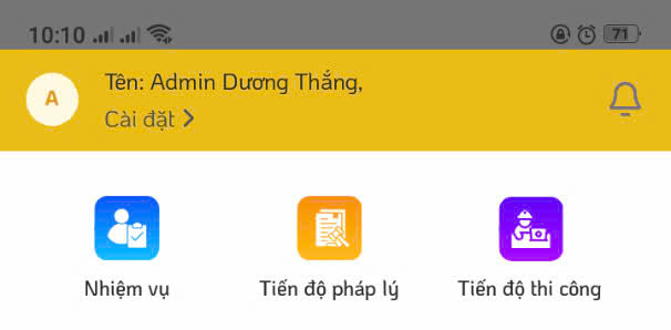 Giao diện phần mềm Quản lý dự án Điện thoại