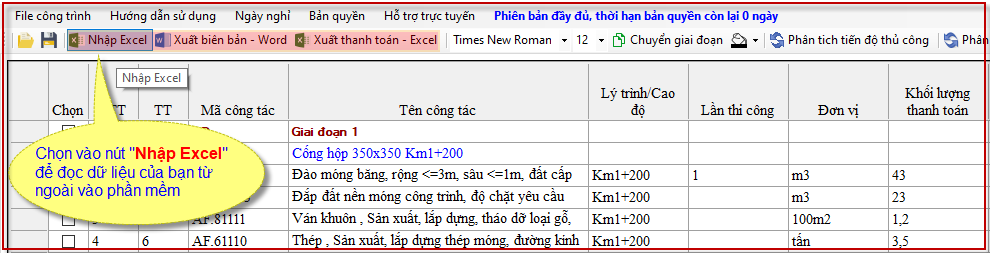 Đọc file excel vào phần mèm 360