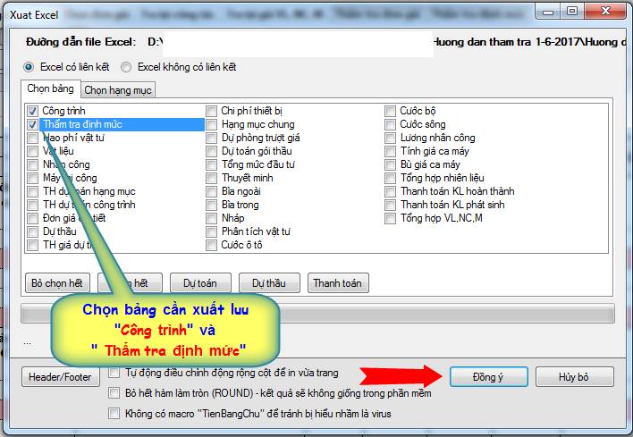 Xuất số liệu thâm tra dự toán