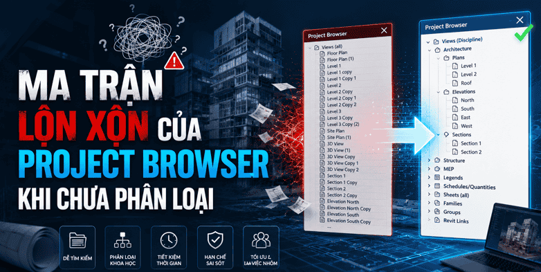 MA TRẬN LỘN XỘN CỦA PROJECT BROWSER KHI CHƯA PHÂN LOẠI