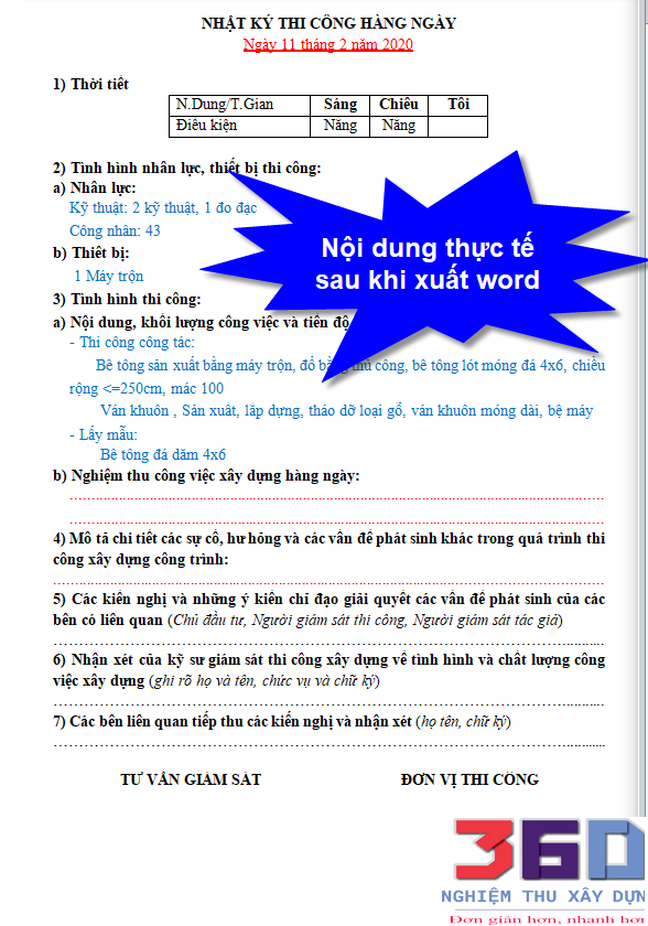 Mẫu nhật ký theo Thông tư 26/2016/TT-BXD và quy định  mới nhất