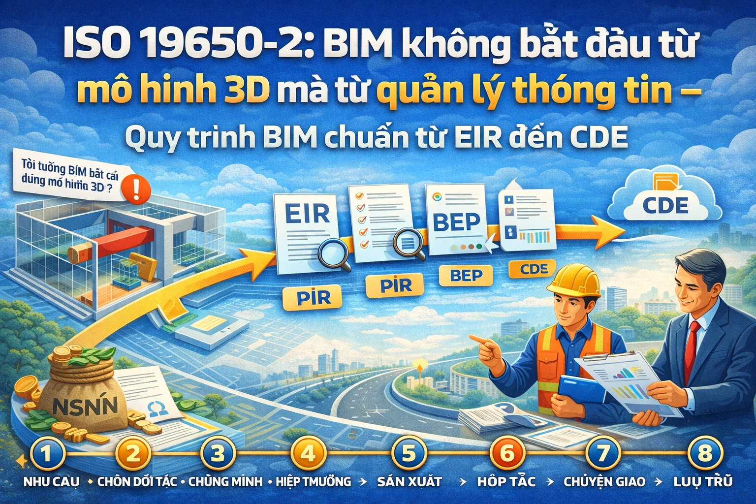 ISO 19650-2: BIM không bắt đầu từ mô hình 3D mà từ quản lý thông tin – Quy trình BIM chuẩn từ EIR