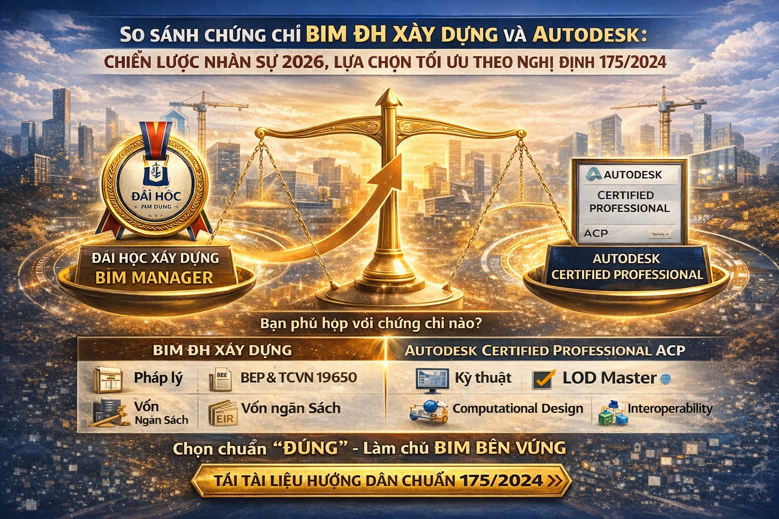 So sánh chứng chỉ BIM Đại học Xây dựng và Autodesk: Lựa chọn nào tốt nhất 2026?