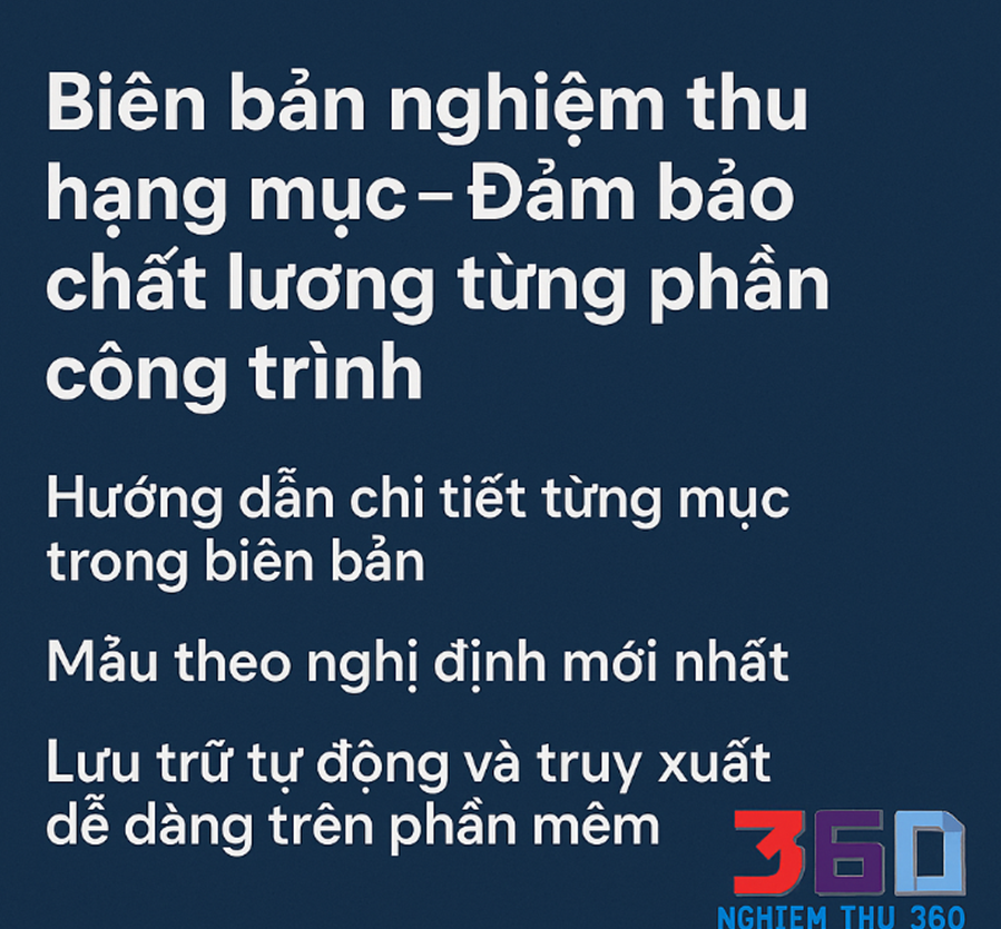 Biên bản nghiệm thu hạng mục Đảm bảo chất lượng từng phần công trình