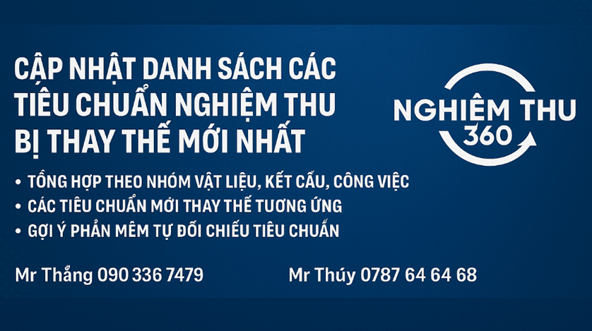 Cập nhật danh sách các tiêu chuẩn nghiệm thu bị thay thế mới nhất