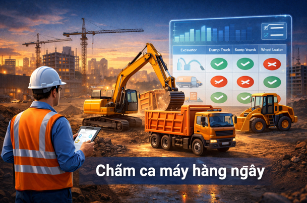 Hướng dẫn Chấm ca máy hàng ngày Trên phần mềm Quản lý thi công 360