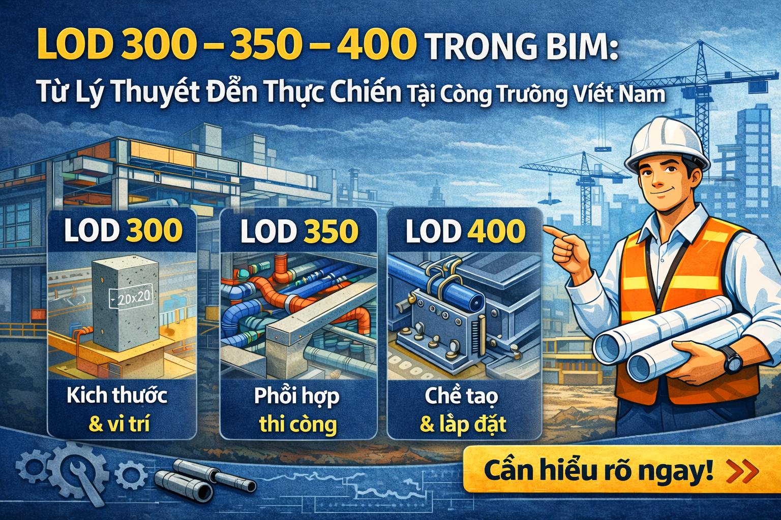 LOD 300 – 350 – 400 Trong BIM: Từ Lý Thuyết Đến Thực Chiến Tại Công Trường Việt Nam