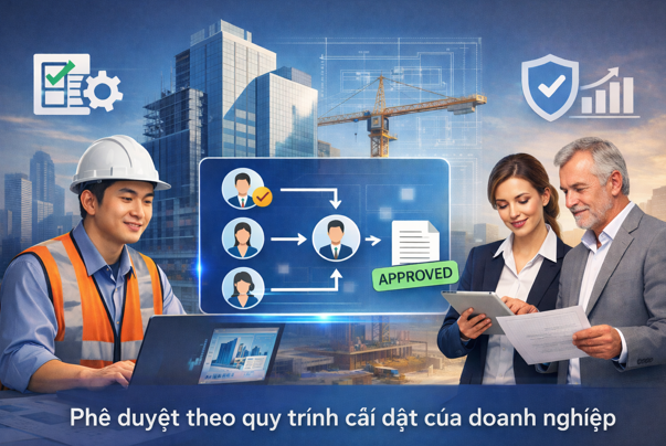 Hướng dẫn Phê duyệt theo quy trình cài đặt của doanh nghiệp Trên phần mềm Quản lý thi công 360
