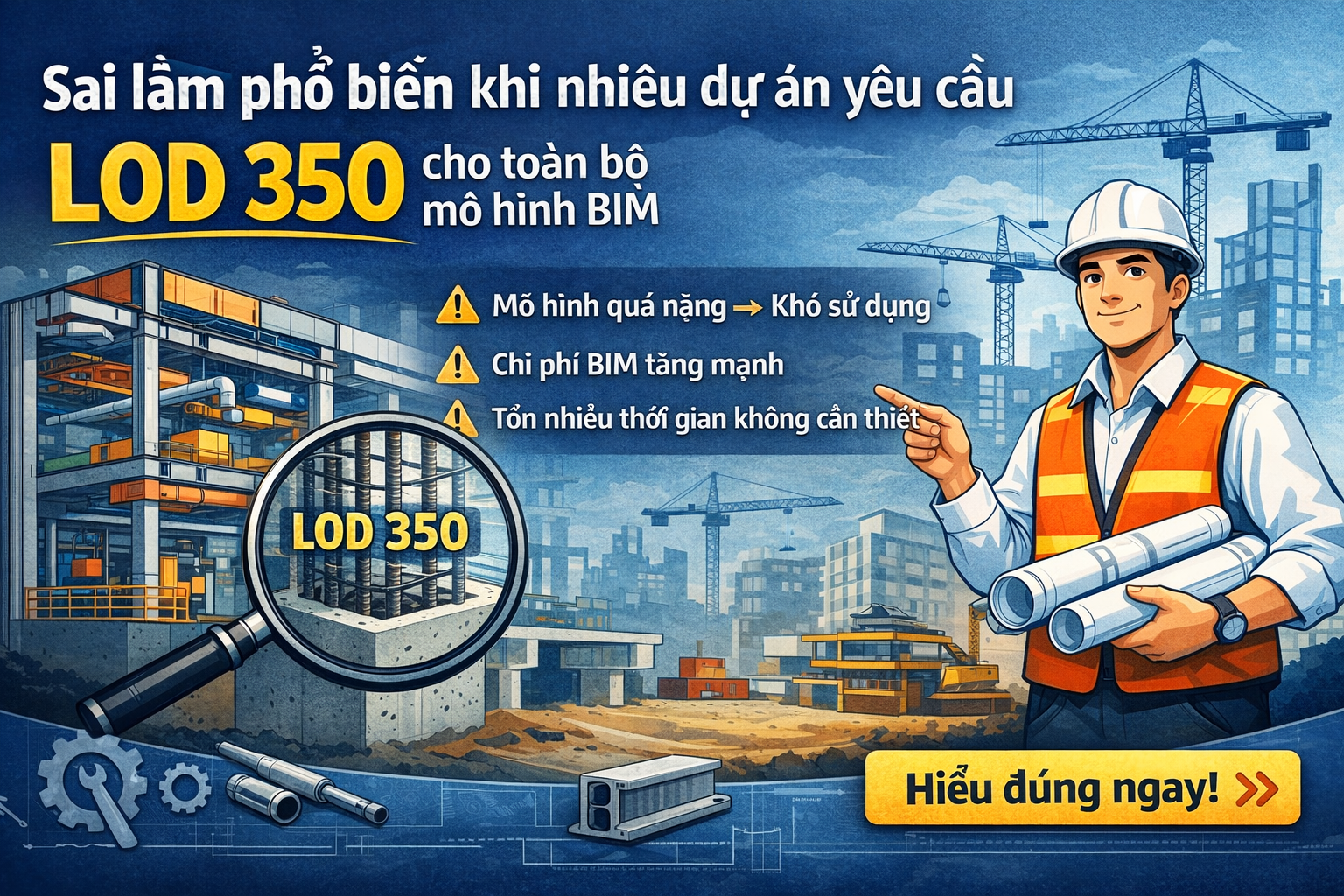 Sai Lầm Chiến Lược: Yêu Cầu LOD 350 Cho Toàn Bộ Mô Hình BIM Trong Giai Đoạn Thi Công