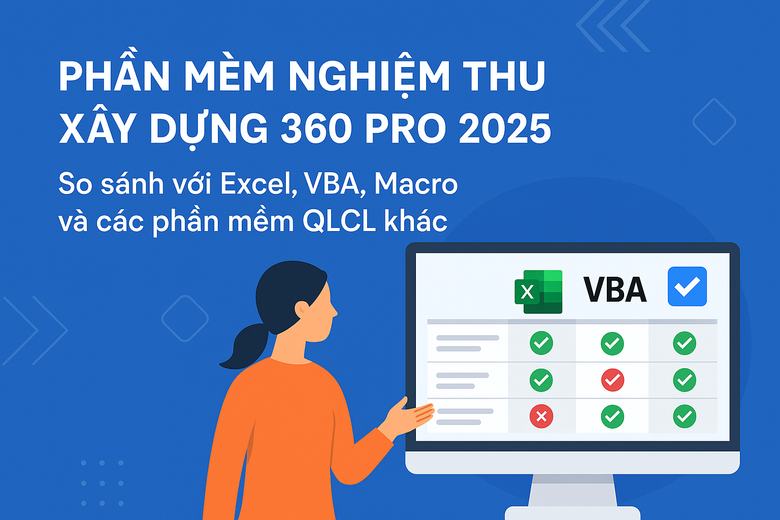 Phần mềm nghiệm thu xây dựng 360 Pro 2026 – So sánh với Excel, VBA, Macro và các phần mềm QLCL khác