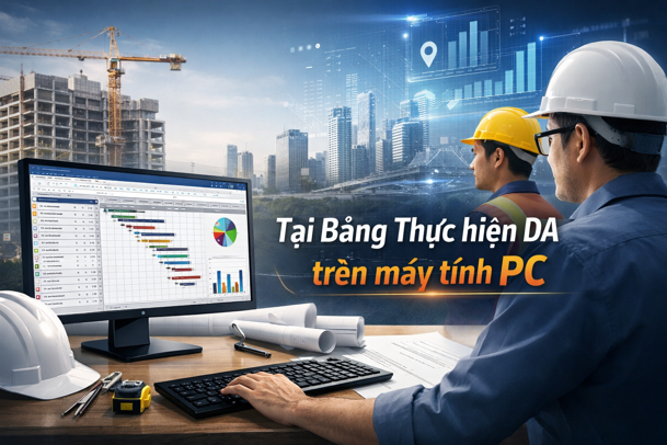 Hướng dẫn Tại Bảng Thực hiện DA trên máy tính PC Trên phần mềm Quản lý thi công 360